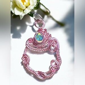 Swirls for Girls Pink Wire Wrapped Pendant